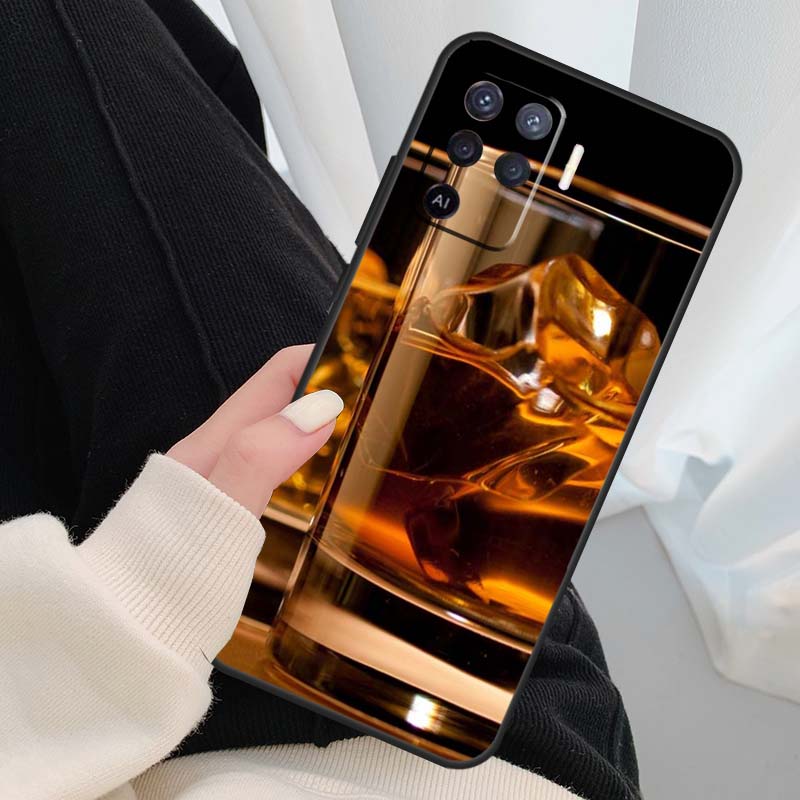 Кейс для напитков с виски и льдом для сигар для Oppo A18 A38 A58 A78 A98 A80 A60 A40 A96 A76 A16 A94 A74 A54 A15 A17 A57 A77 A5 Pro