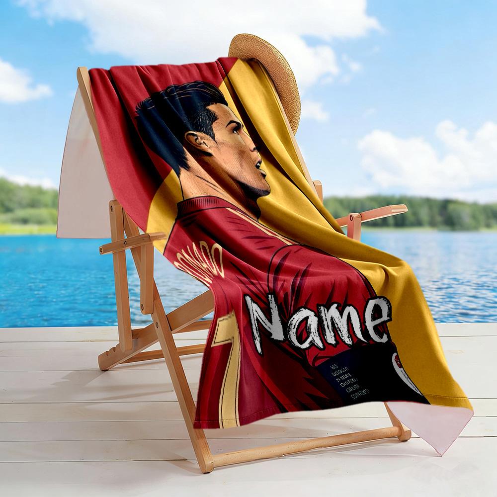 Ronaldo's Legacy Continues Customized Name Beach Towel Soft Durable Quick-Dry Perfect for Traveling Yoga Camping and Swimming