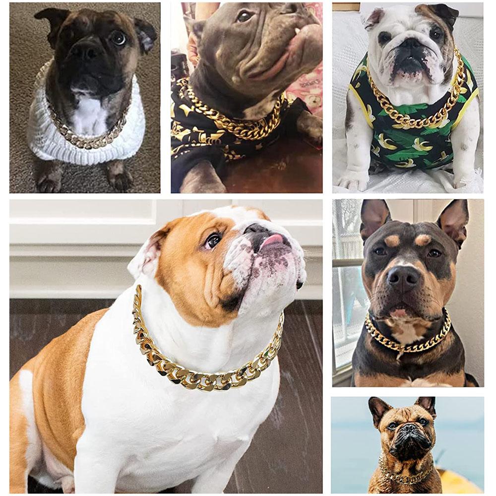 Ошейник для собак Cuban Link, 15 мм, цепной ошейник для собак, прогулочная цепь, нержавеющая сталь 316L, прочный скользящий ошейник для маленьких, средних и больших собак