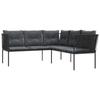 VidaXL Garden Sofa with Cushions L-shaped Black Steel Textilene, Outdoor Sofa, Garden Seat, Lounger of 4008107