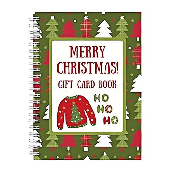 Merry Christmas Gift Card Book 10 Pages Greeting Card Album Keeper DIY Spiral Bound Christmas Gift Card Holder Xmas Gifts for Family Friends Students
