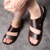 Brown Sandals Leather Casual Shoes Man Sandals 2024 Summer Men Sandals Beach Slipper Shoes for Men Luxury Shoes