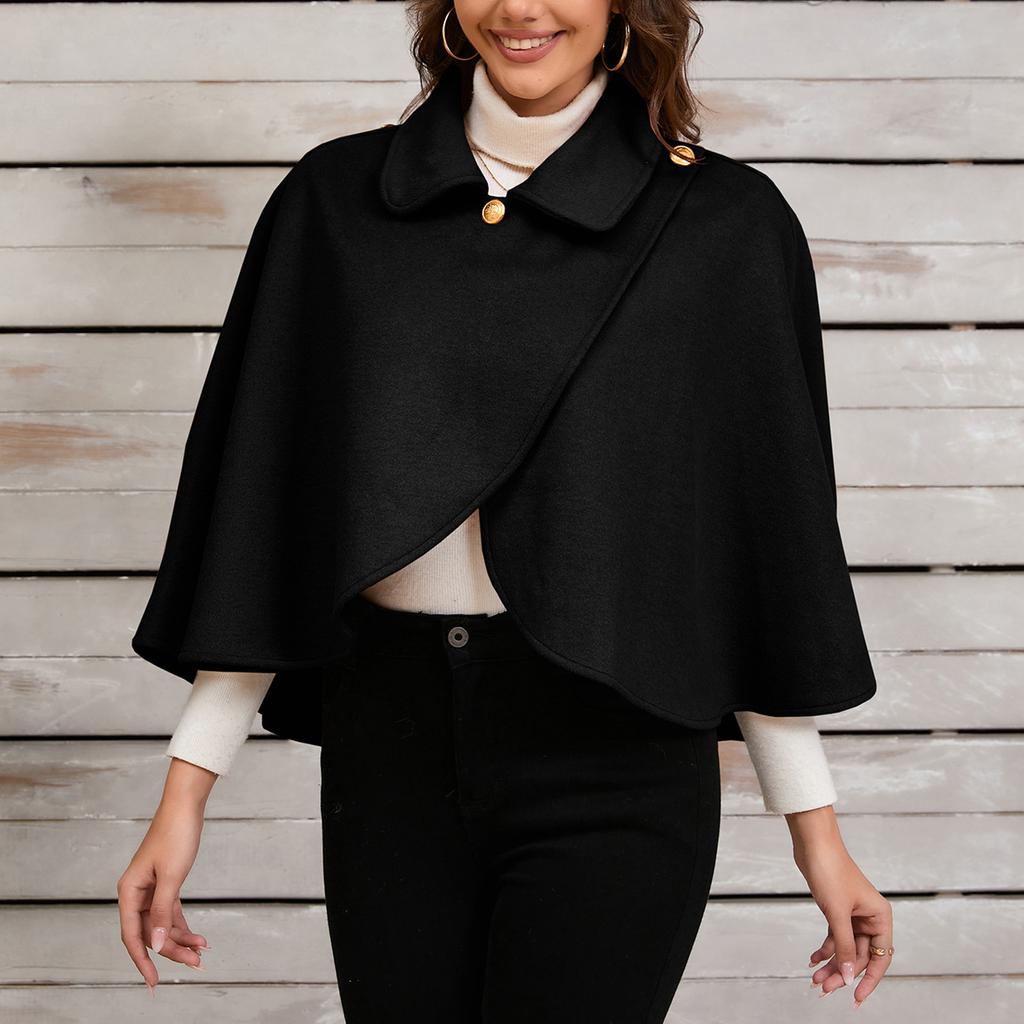 Women's Fashion Wool Tweed Jacket Short Versatile Cape Shawl