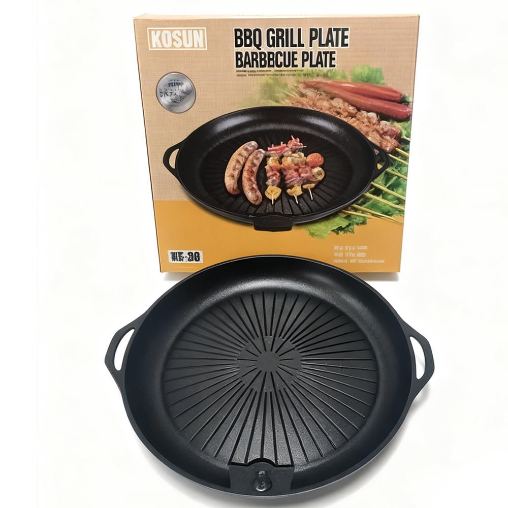 KOSUN Korean Barbecue Grill Pan Indoor Outdoor Nonstick Smokeless Cast Aluminum Plate Steak Pot for Gas and Induction Stove Top