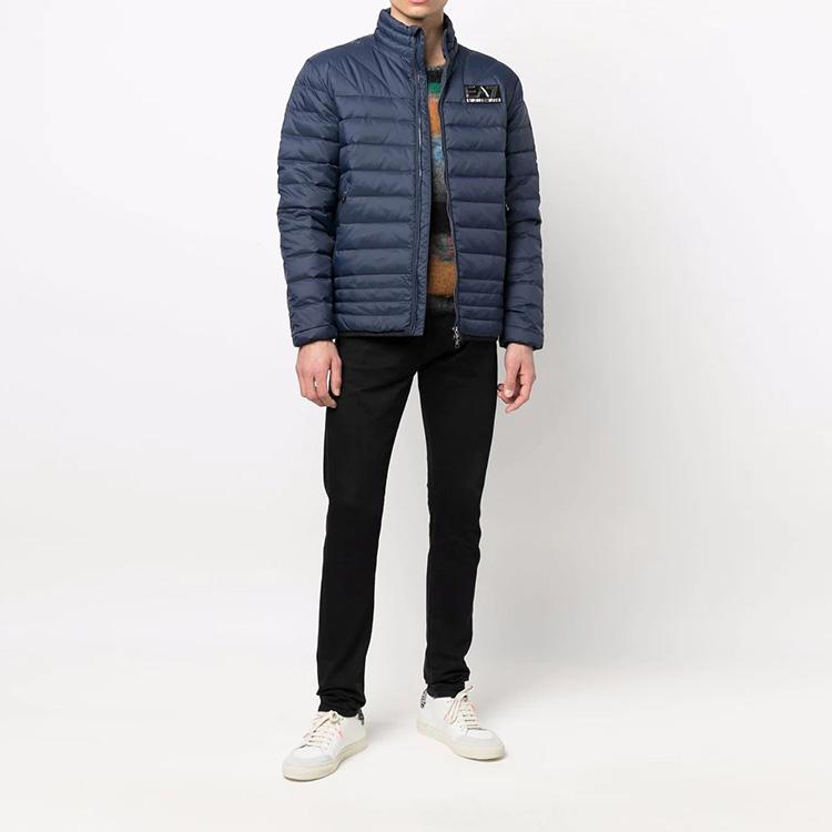 Emporio Armani EA7 Пуховик однотонный с принтом логотипа Мужская куртка Синий 6KPB14-PNR4Z-1554