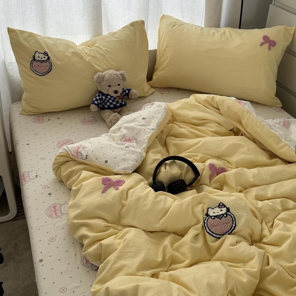 Cartoon Girl Cute Light Blue Towel Embroidered Crayon Xiaoxin, Apartment, Quilt Cover Sheet 1.8