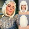 Women Light Blonde Short Straight Bob Wig Synthetic Daily Wear Cosplay Natural Bob Straight Wig with Bangs