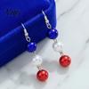 European American Style Earrings 1 Pair Independence Day for Women, Red White Blue Beads Dangle Drop Fashionable Ear Hooks Earrings, 4th of