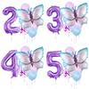 11pcs Butterfly Birthday Balloon 32inch Purple Gradient Number 0-9 Balloon Helium Balloon Birthday Party Decoration Globo