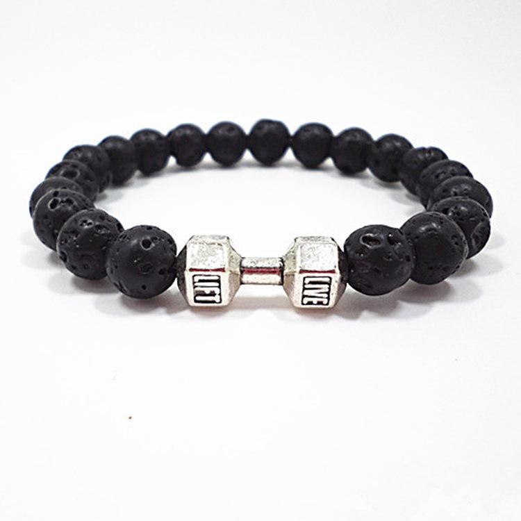 S460 hot-selling jewelry, volcanic stone bracelet, lava bracelet, metal dumbbell accessories, Yiwu small commodities