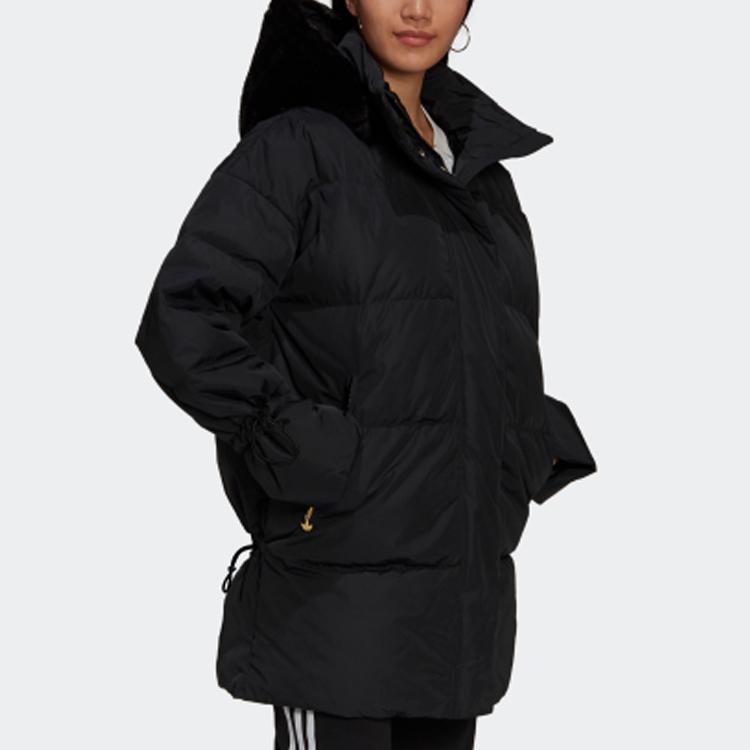adidas Женская повседневная зимняя пуховая куртка Originals с капюшоном, однотонная, черная GU1782