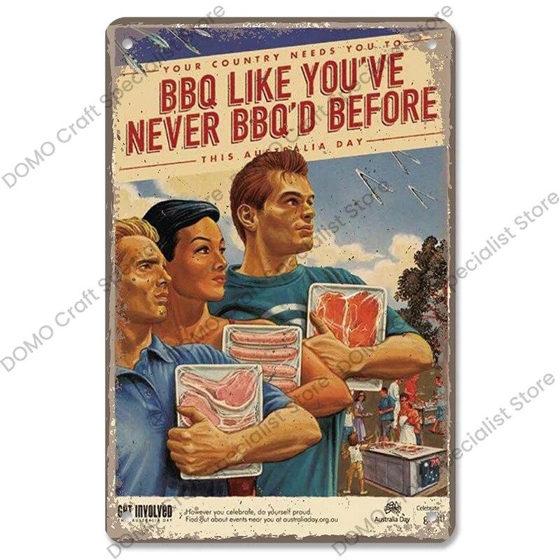 Плакат для вечеринки с барбекю, винтажные металлические жестяные вывески для гриля, ретро-налет, Настенный декор для бара, паба, заднего двора, пляжного дома