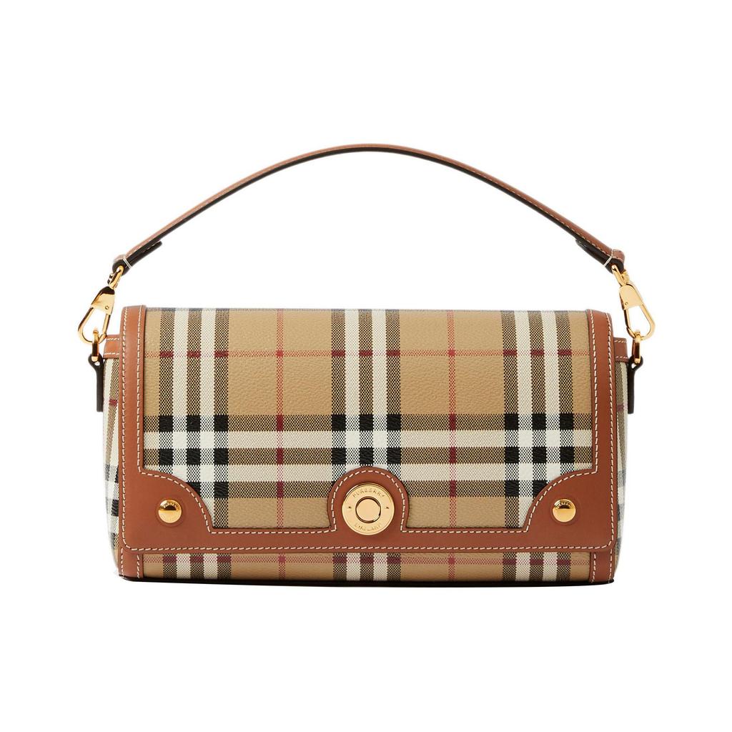 Burberry Vintage Check Leather Shoulder Bag, Luxury Gold-Tone Hardware Turn-Lock Top Handle Handbag for Women, Daily Commute & Evening Out 80661651