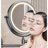 Присоска для ванной с подсветкой, зеркало для макияжа, настенное, выдвижное, складное, без отверстий, вращающееся увеличительное зеркало для красоты