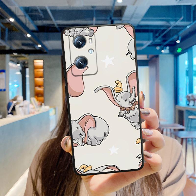 Милый мультфильм Дамбо для OPPO Find X6 X5 X3 A54S A5 A94 A16 A53S A57 A74 A72 A98 A78 A96 A9 5G черный мягкий чехол для телефона
