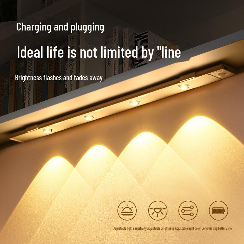 Ультратонкая светодиодная лампа с датчиком движения «кошачий глаз» — перезаряжаемая и самоклеящаяся для гардероба или винного шкафа