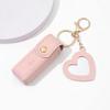 1pc Lipstick Bags Portable Keychain Solid Wallet Mini With Mirror Leather Protective Cover