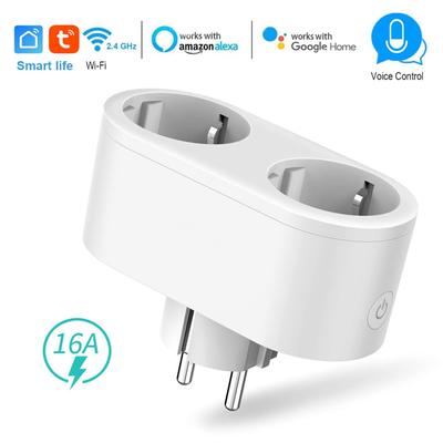 Умная розетка 2 в 1, умная розетка WiFi 16A EU, умная розетка с монитором, таймером, приложением Smart Life, управляемым с помощью Alexa Voice