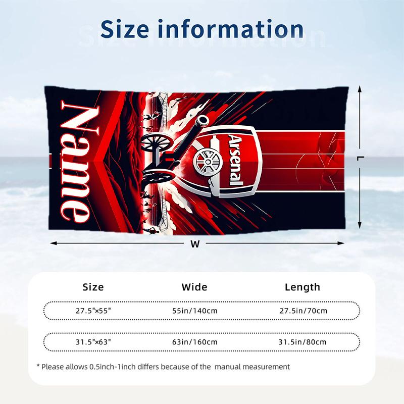 Arsenal Custom Name Printed Beach Towel Personalized Soft Towel For Swimming Beach Travel