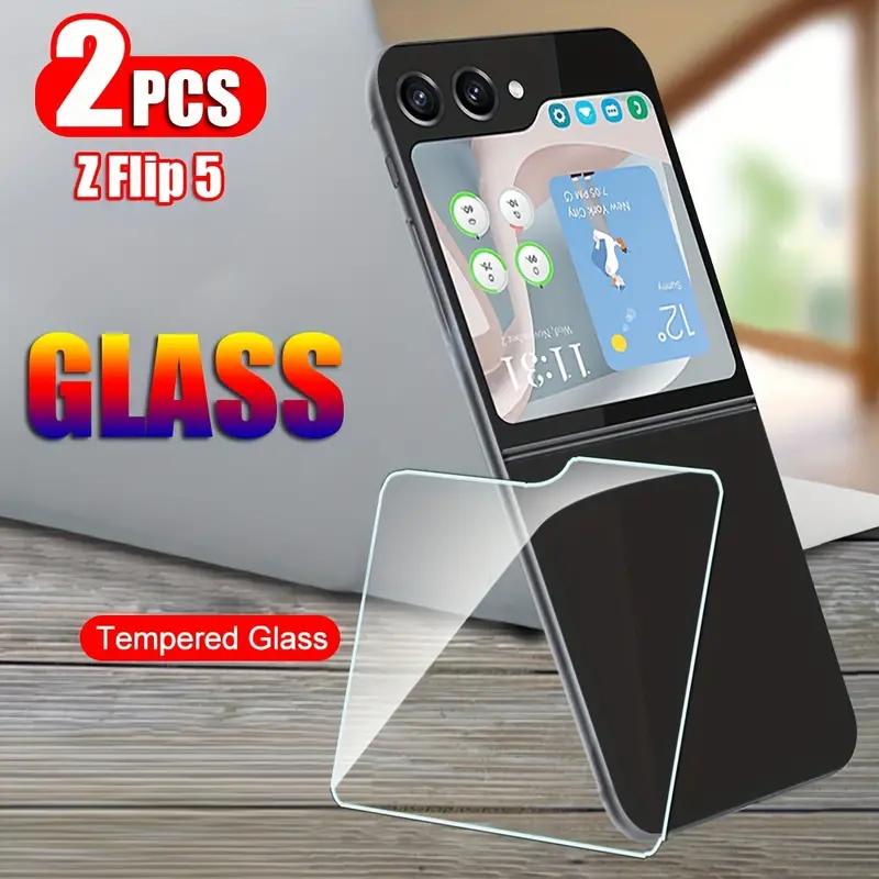 Внешняя защитная пленка для экрана для Samsung Galaxy Z Flip 5 Flip5 HD Прозрачное закаленное стекло 9H Маленькое стекло для экрана + объектив Камера Защитная пленка Zflip5 5G