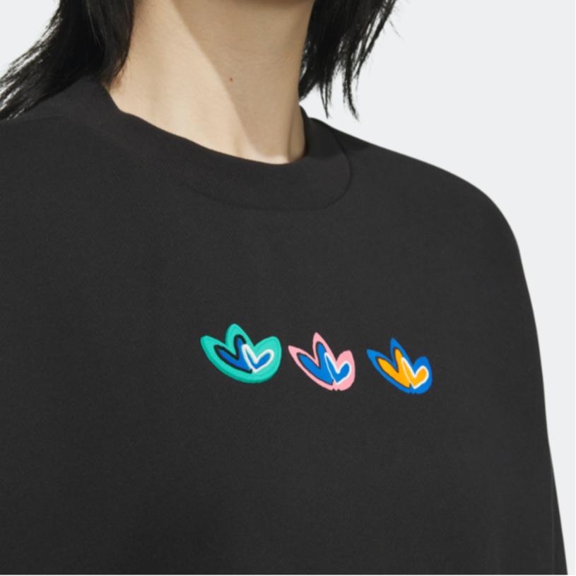 adidas Оригинальный свитшот с круглым вырезом и логотипом Trefoil Love, женские топы, черный IK8661