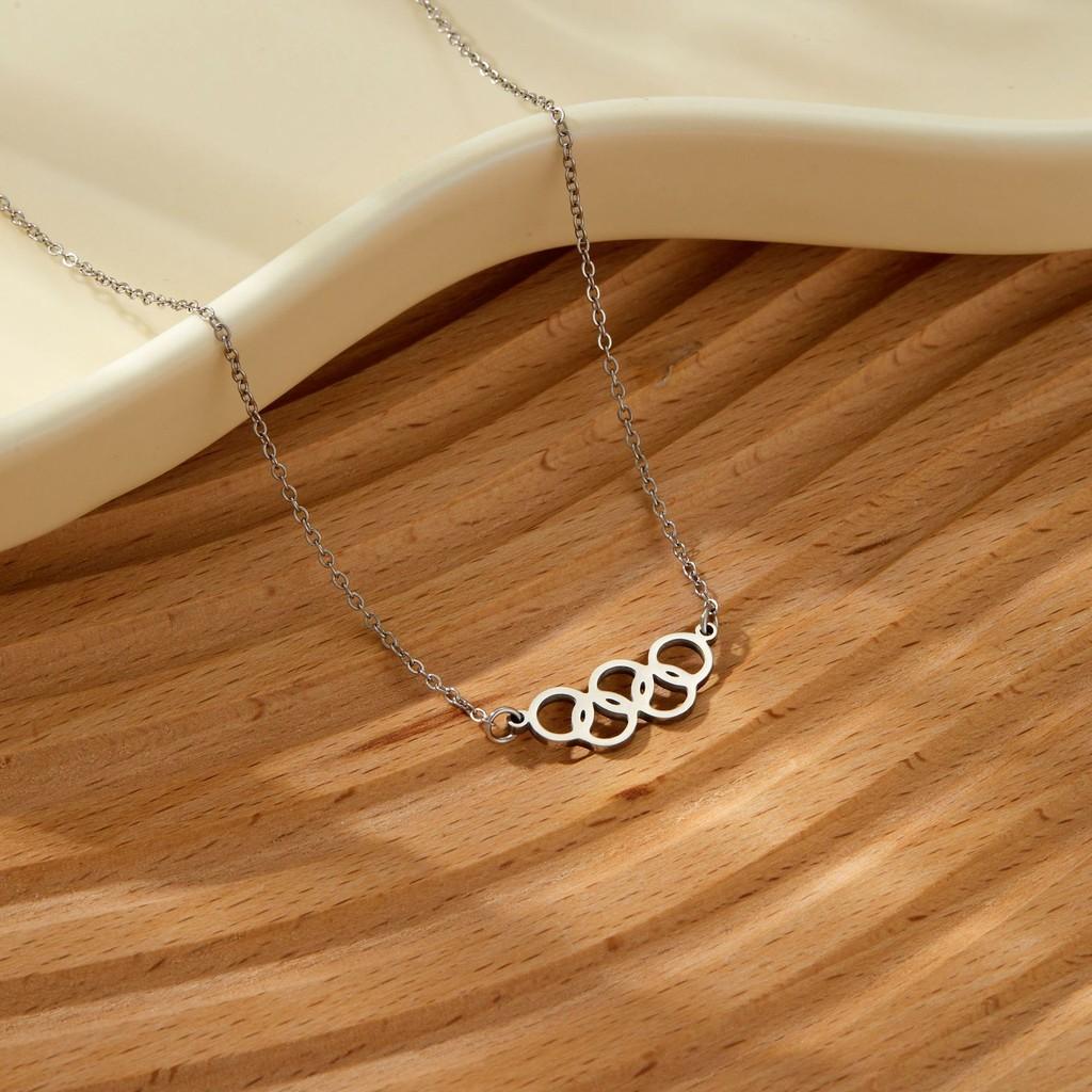 Модное ожерелье-подвеска с пятью кольцами из 18-каратного золота и серебра из титановой стали для шикарной повседневной носки