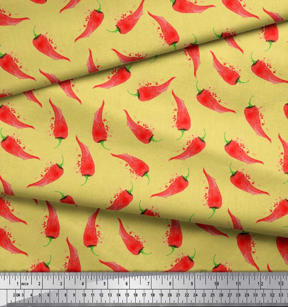 Soimoi Черная полиэстеровая креповая ткань с принтом овощей чили, ярд, 42 дюйма