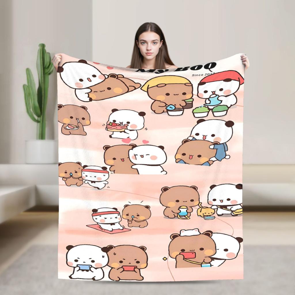 Bubu Dudu Flannel Blanket Winter Super Soft Throw Blanket for Kids Adult Outdoor Print Bedspread Sofa Bed Cover