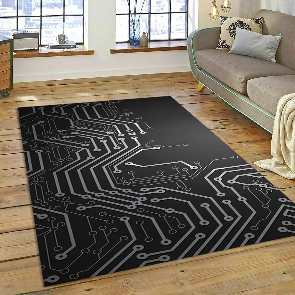 3D ковер с рисунком микросхемы для дома, гостиной, спальни, дивана, прихожей, кухни, коврик для игровой зоны детей, нескользящий коврик для пола