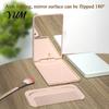 Mini Makeup Mirror Portable Folding with Comb, Compact Travel Cosmetic Mirror, Pocket Size & Hair Detangling Comb for Women Girls Scratch Resistant
