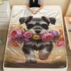 1Pc DogsandFlowers Print Flannel Blanket, High quality Comfortable for All Seasons, Home Decor, Warmth and Comfort, Perfect for Christmas Gifts
