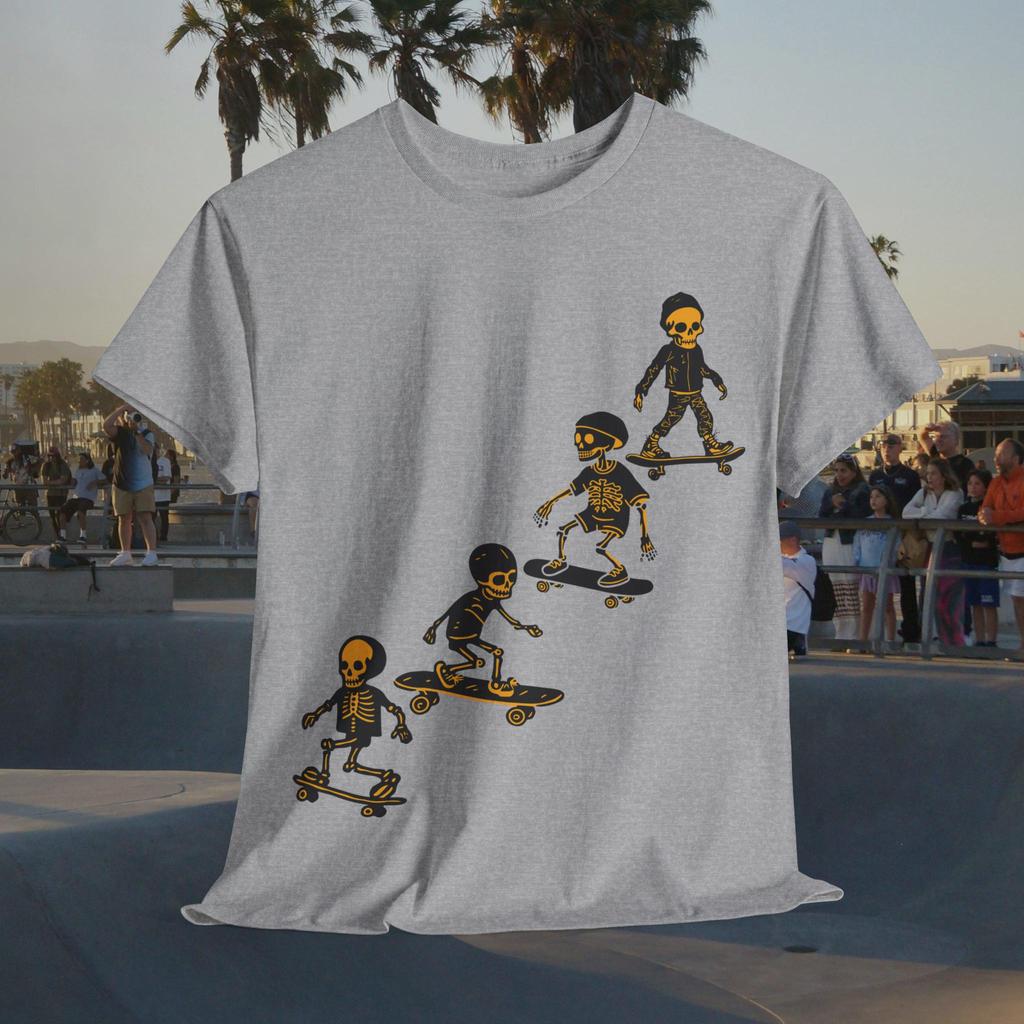 Футболка, Скелеты на скейте, Скейтбординг, Унисекс, Черепа, Графические футболки в стиле комиксов, Ретро уличная одежда, Высококачественная мужская футболка