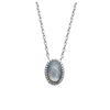 [Q4701] - 'Cléopatra' Silver Labradorite Necklace (rhodium-plated) - 10x8 Mm