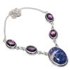 Sodalite, Amethyst Gemstone 925 Sterling Silver Jewelry Necklace 18"