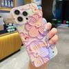 Fashion Blue Pink Purple Flowers Pattern Phone Case with Lens Protective Film For Iphone 15 14 13 12 Pro Max 11 15plus 12pro Soft Silicone Back Cover