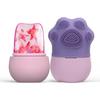 Ice Face Roller Cold Ice Mold Holder Silicone Reusable for Face Beauty DIY Facial Care Purple Cat Claw with Comb