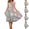 Women's Summer Casual Floral Print Short Sleeve Swing Dress