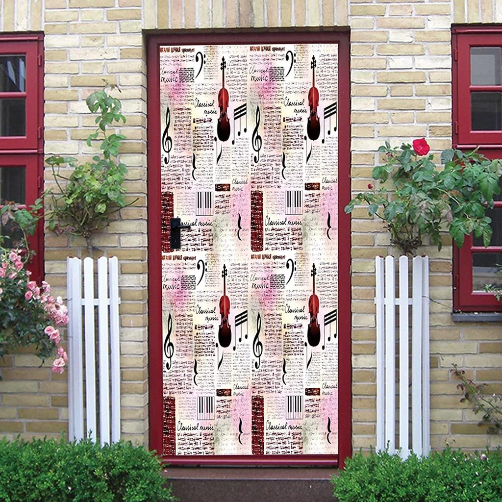 3D красочные наклейки на дверь гинкго билоба, настенная роспись гостиной, спальни, обои на дверь, наклейки на стену, самоклеящиеся, водонепроницаемый декор