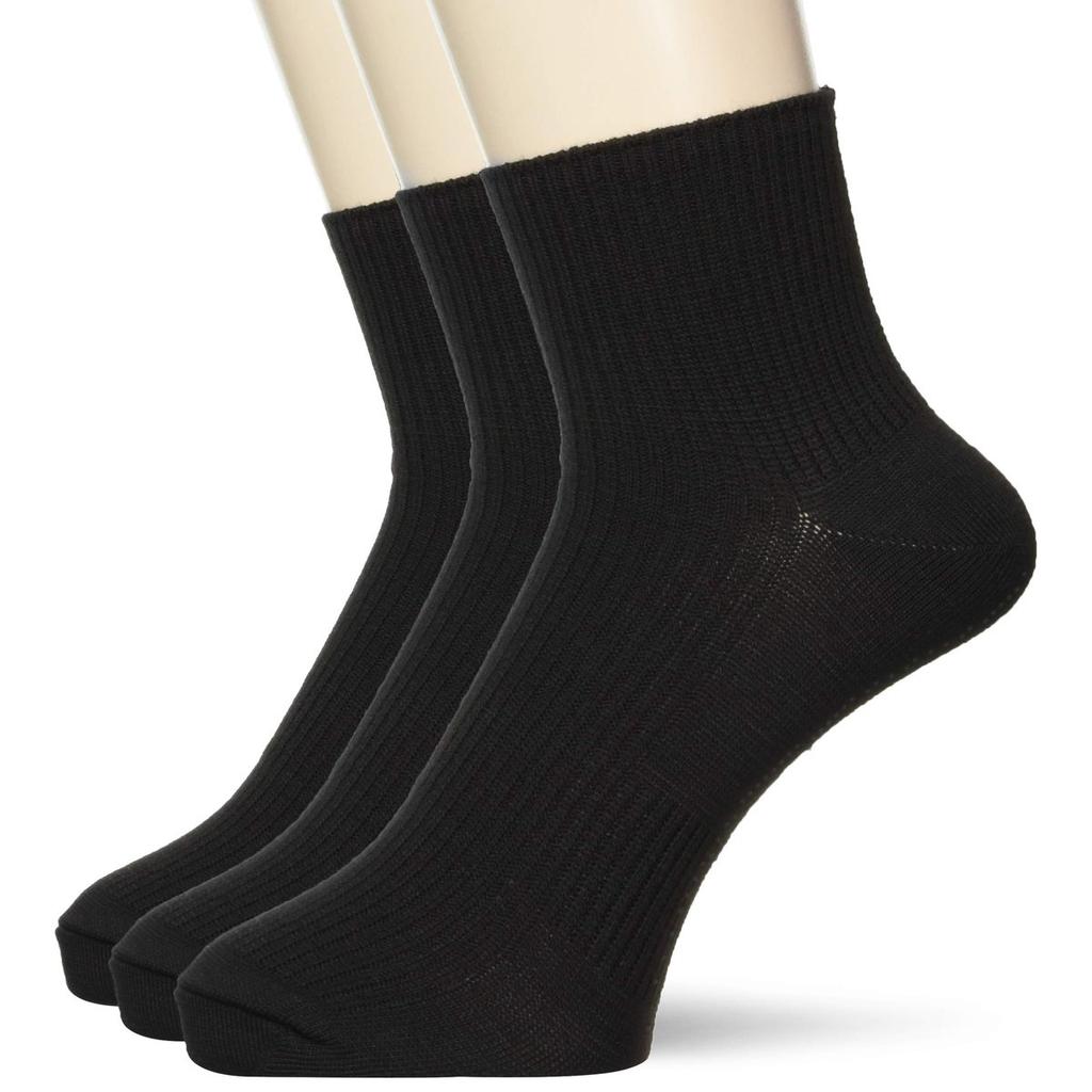 Atelier365 Детские носки с усиленной пяткой и носком, устойчивые к запаху, Черные, Набор из 3 пар (24 см - 26 см)