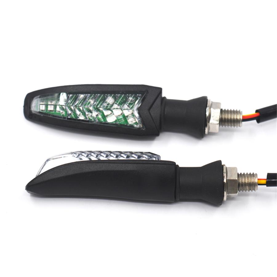 Pair Universal Motorcycle LED Flowing Turn Signal Indicator Light DRL Amber+White