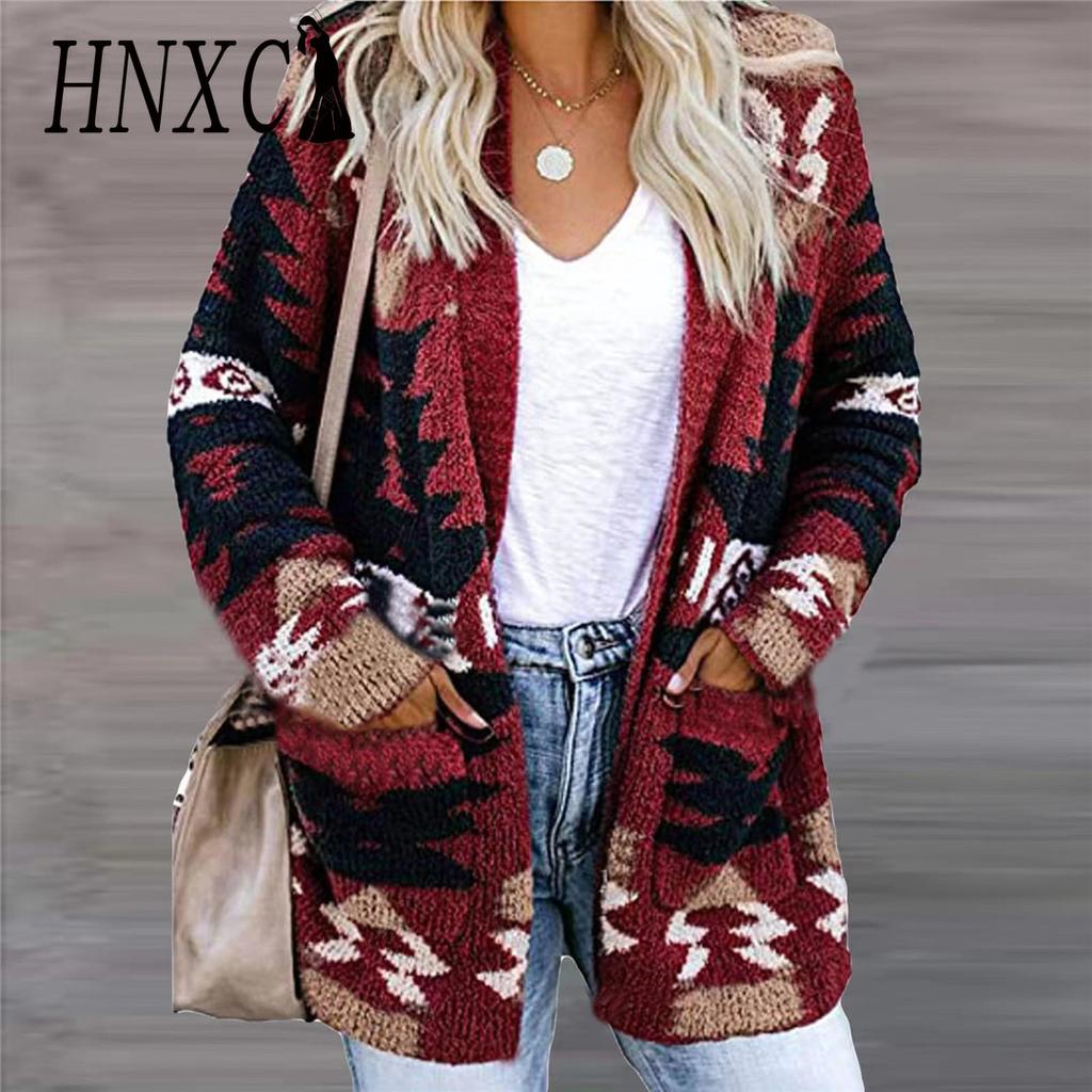 HNXC Женские винтажные повседневные осенне-зимние куртки и пальто-поло с длинными рукавами и воротником-стойкой