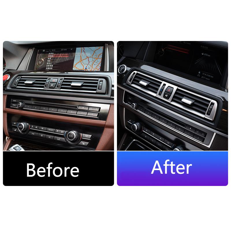 Car Styling Console Multimedia AC CD Panel Decoration Frame Cover Trim Strip Sticker For BMW 5 Series F10 Interior Accessories NM5