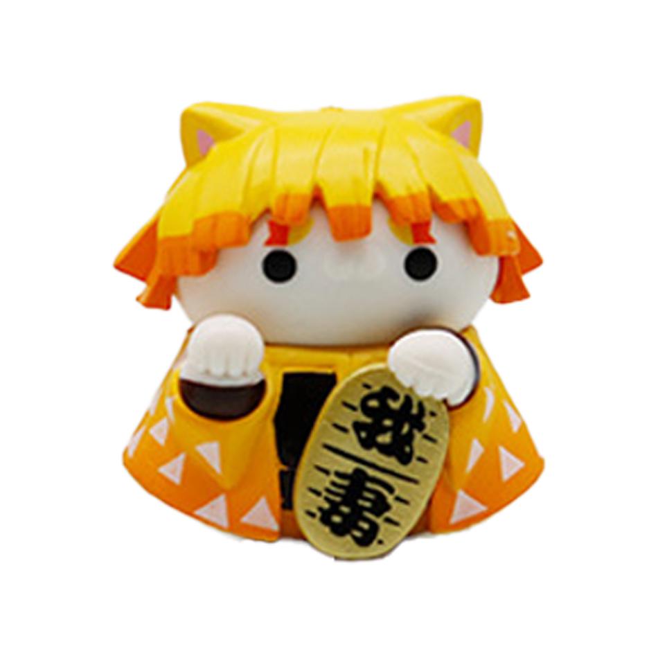1-8PCS Anime Figure Demon Slayer Figures Doll Lucky Cat Series Blind Box Mini Figurine Warrior Action Figure Model Toy Gifts