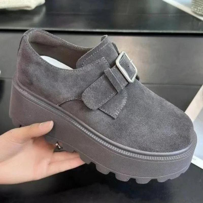 Женские замшевые мокасины на платформе, повседневные кроссовки на высоком каблуке, обувь 2025 года, спортивная обувь для бега, новинка зимы для путешествий, Zapatos Mujer