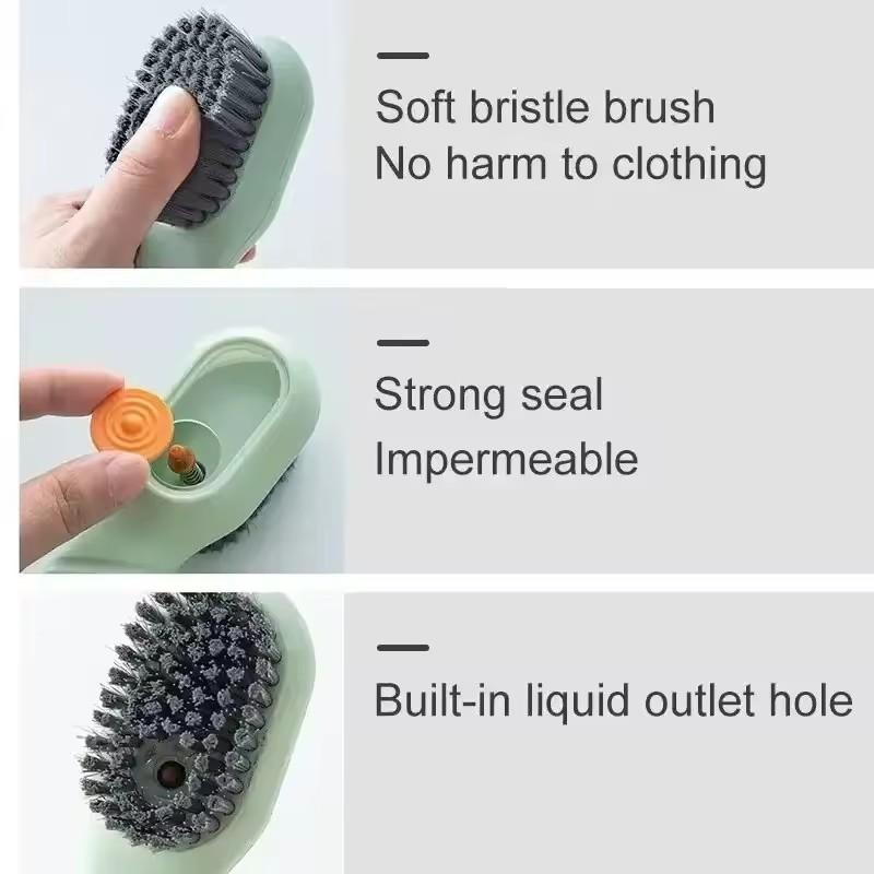 1/2Pcs Multifunction Cleaning Shoe Brush Soft Automatic Liquid Shoe Brush Long Handle Clothes Soap Brush with Hook Clean Tool