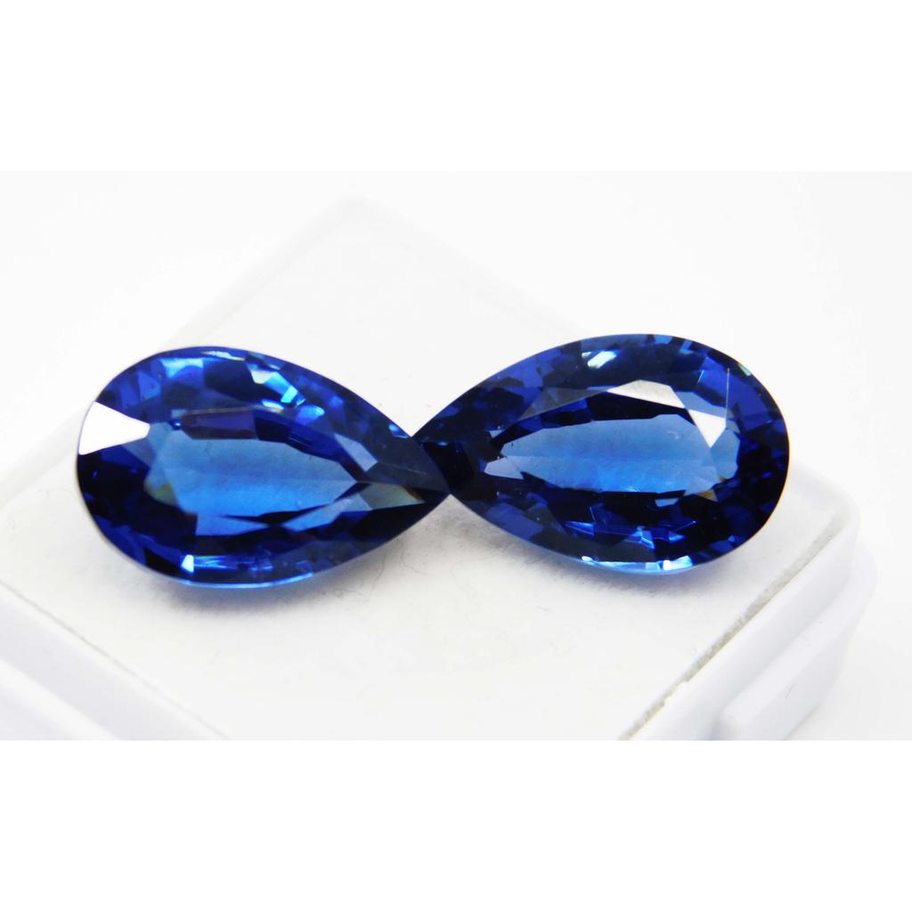 20.45 Ct Natural Blue Sapphire Pear Loose Gemstone Pair CERTIFIED Gift For Her