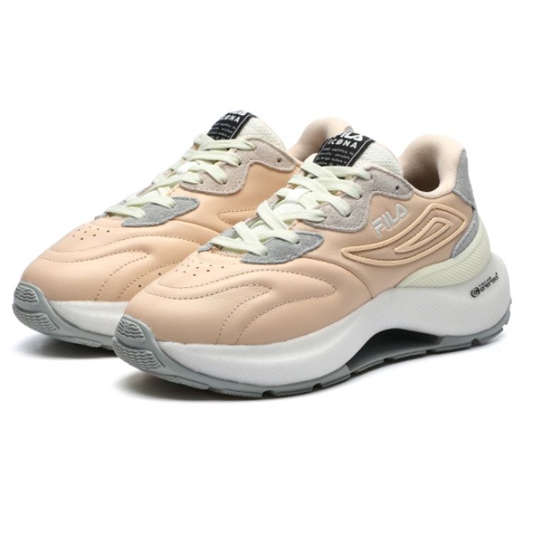 Fila Fusso Icona Тканевый Верхний Слой Кожа Наппа Низкие Кеды для Повседневной Носки Женские кроссовки Телесно-Розовые F12W213113FNV
