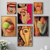 Anime Sexy Cool Girl Woman Mouth Butt Lollipop Smoke Tongue Poster Wall Art Canvas Painting Room Home Decor Gift