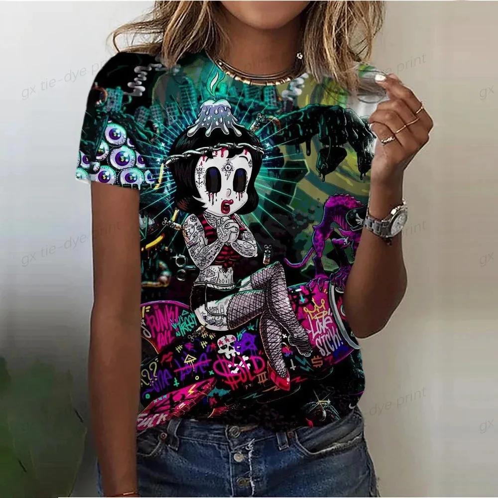 2024 Top Mexican-style Death Skull 3d Printed Painted Women's Shirt Breathable Street Chic Casual Style Short Sleeve T