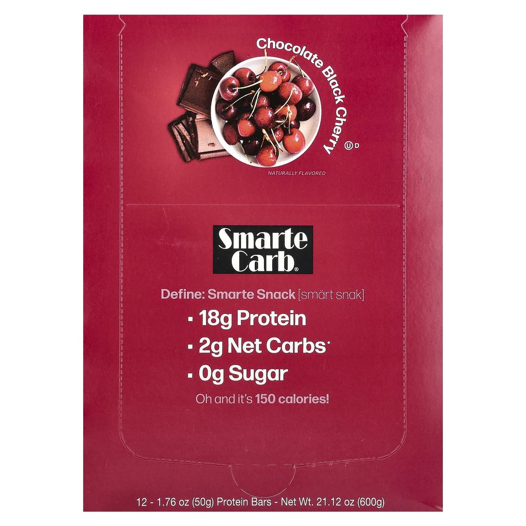 Протеиновый батончик Smarte Carb®, Шоколад Черная Вишня, 12 Батончиков, 50 г (1.76 унции) Каждый